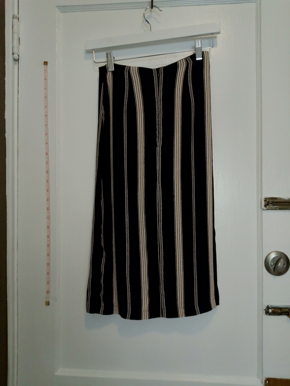 Reformation Women's Black & Cream Vertical Stripe Midi Skirt XS 00